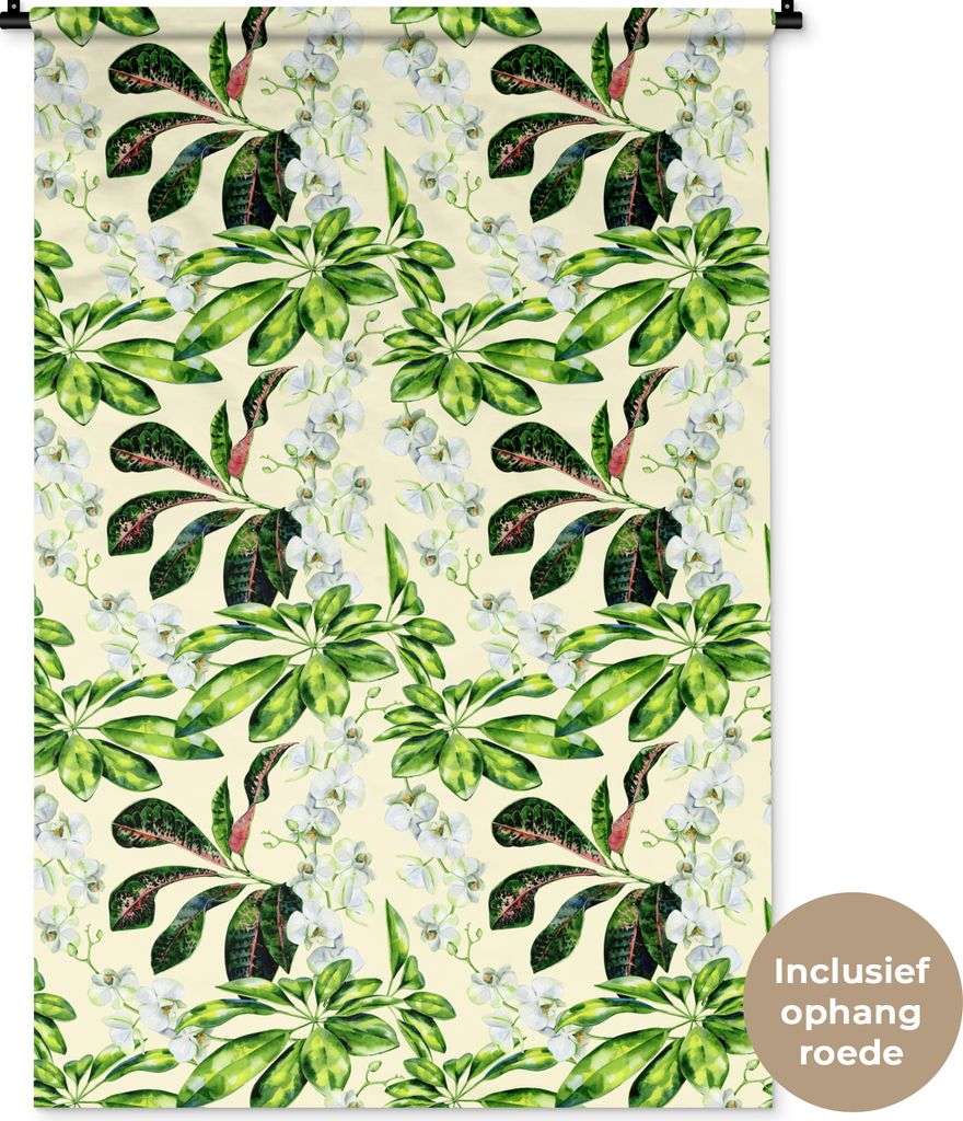 MuchoWow Wandteppich Wandbehang Orchidee - Blumen - Blätter 90x135 cm Tapisserie Dekoration Wandtuch - Baumwolle - Wandskulptur