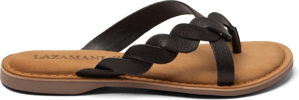 Lazamani Avi Damen Leder-Zehentrenner Black Größe 42