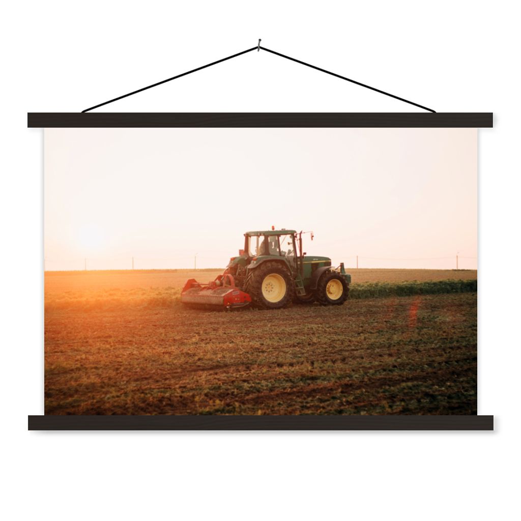 MuchoWow Textilposter Traktor - Feld - Bauernhof - Landwirt - Horizont 150x100 cm mit schwarzem Rahmen - Schlafzimmer
