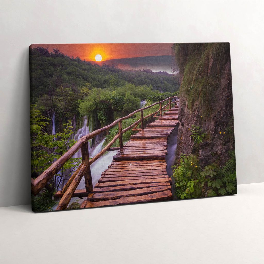 Weg über Bäume und Berge – Leinwandbild Wandbild – 80x60 cm – Leinwandbilder – Wandbilder – Schlafzimmer – Flur