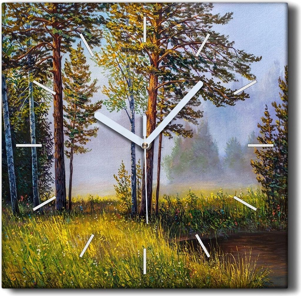 Coloray Hodiny Unikátní 30x30 cm Tiché hodiny Pro obývací pokoj a kuchyň Nástěnné hodiny Plátno Černé ručičky hodin - Květiny Las Gras