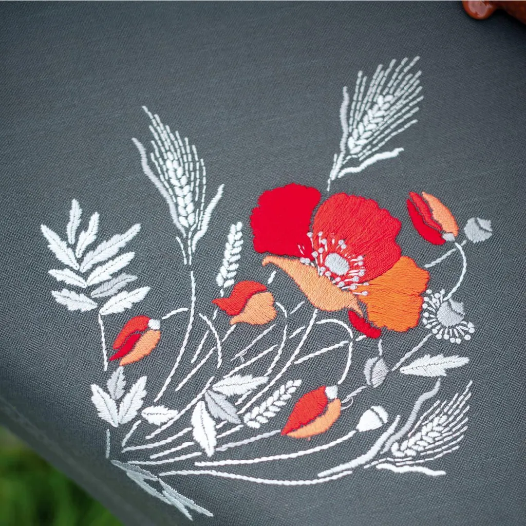Kit Broderie Nappe Coquelicots pour Décoration de Table 80x80cm - 2
