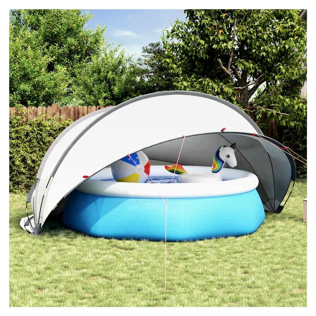 Faltbarer Pool-Dome in Grau und Orange, UV-beständig, wasserfest, reduziert Wärmeverlust für Gärten und Terrassen