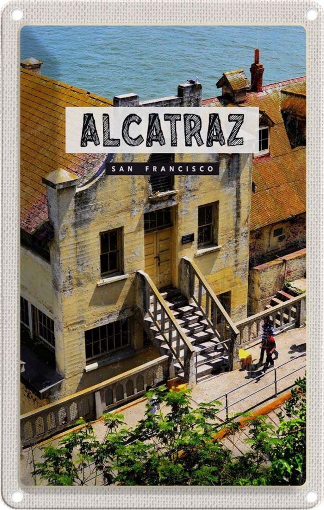 vianmo Blechschild 18x12 cm Alcatraz San Fancisco Meer Bildmotiv Reisemotiv Abenteuer Reisen Urlaub