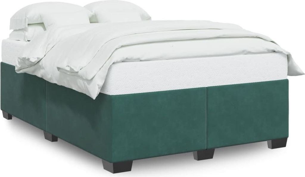 (NEU 2026) Bettgestell moderne, ohne Matratze, Dunkelgrün 140x190 cm - Samt - Klassische Betten - 48.4 kg