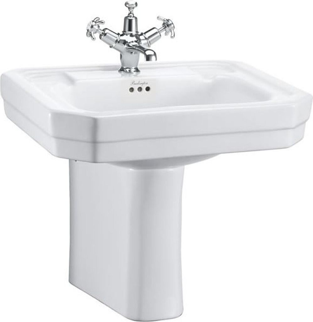 Casa Padrino Porzellan Waschbecken mit halben Sockel 56 x 47 x H. 50 cm - Hotel Möbel