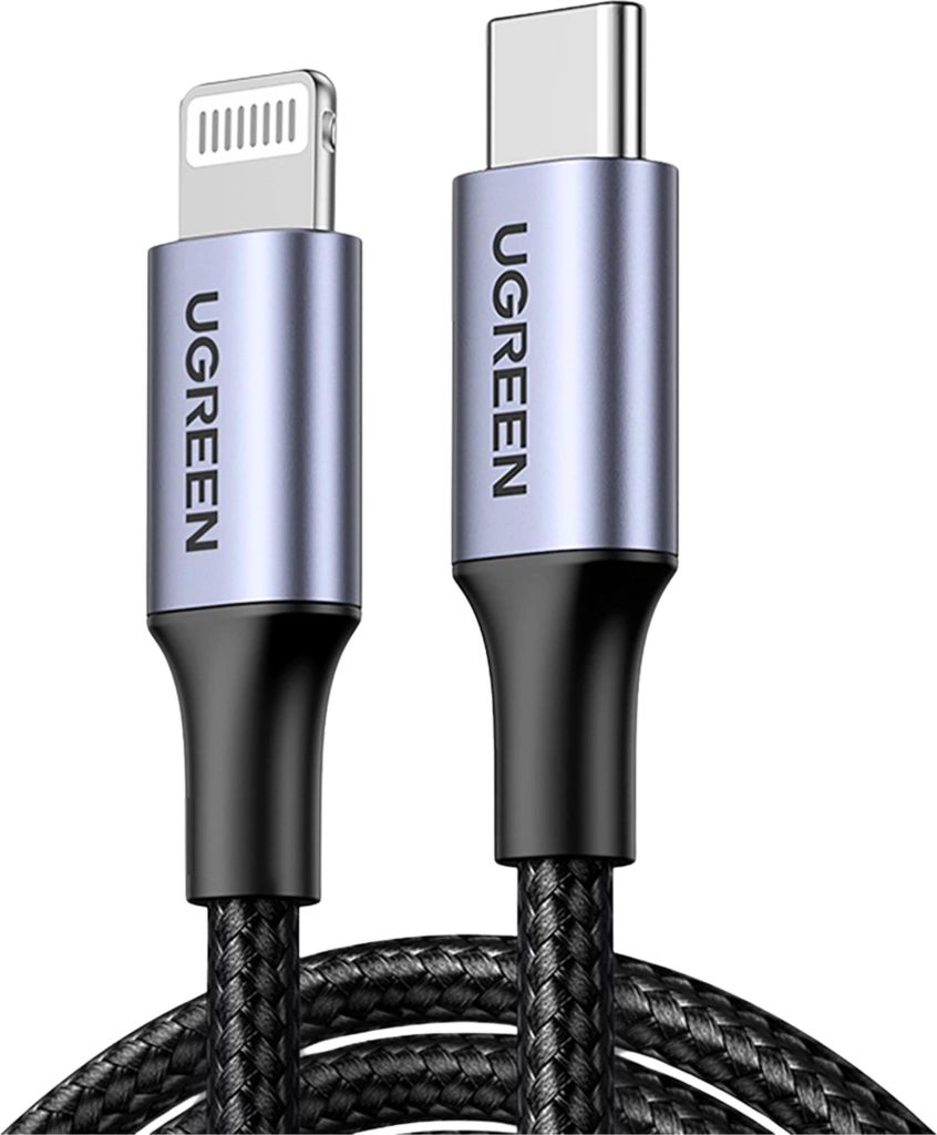 Ugreen 60759, 1 m, USB C, Lightning, Schwarz, Silber, Produktbild 