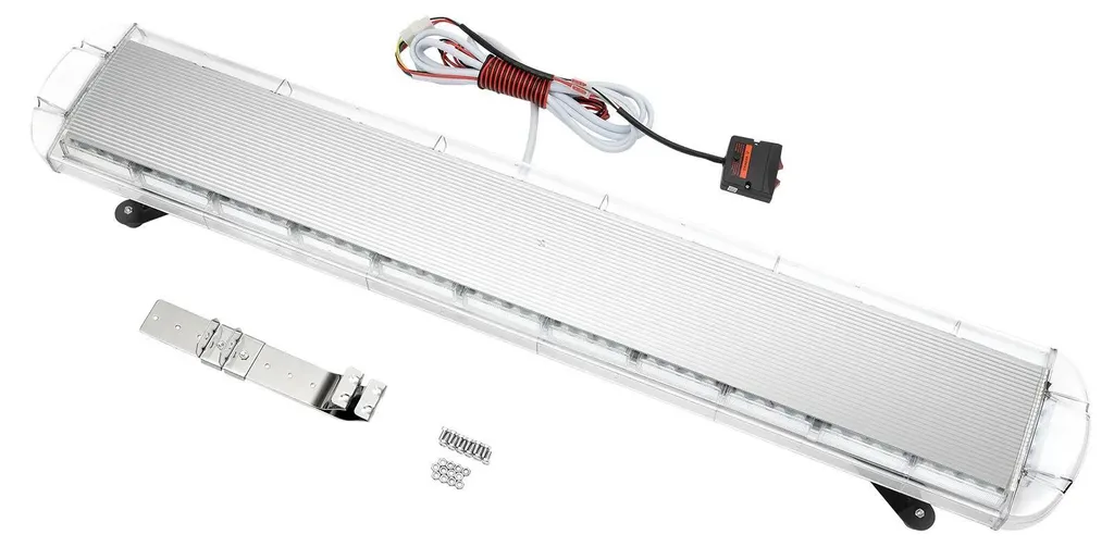 Barre lumineuse LED 96W stroboscopique 12-24V - Balise de toit jaune IP65