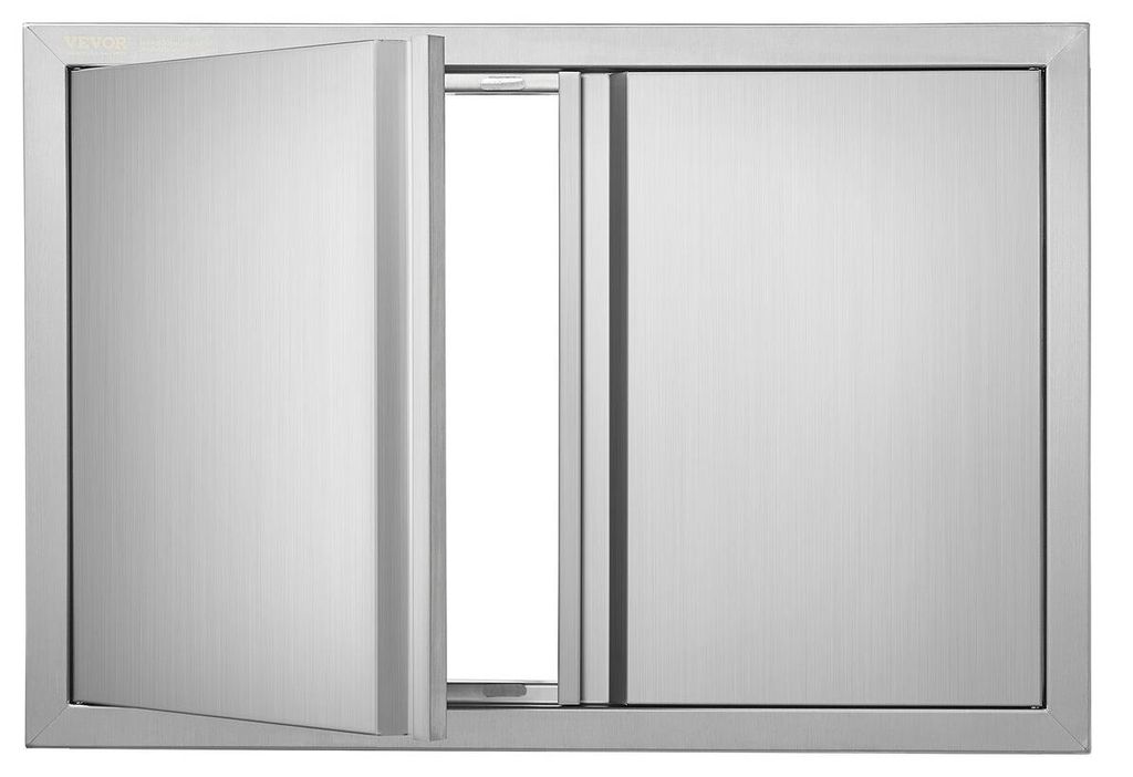 BBQ Access Door, 774x532 mm Double Outdoor Kitchen Door, Stainless Steel Flush Mount Door, Wall Vertical Door with Recessed Handles , for BBQ Islan...