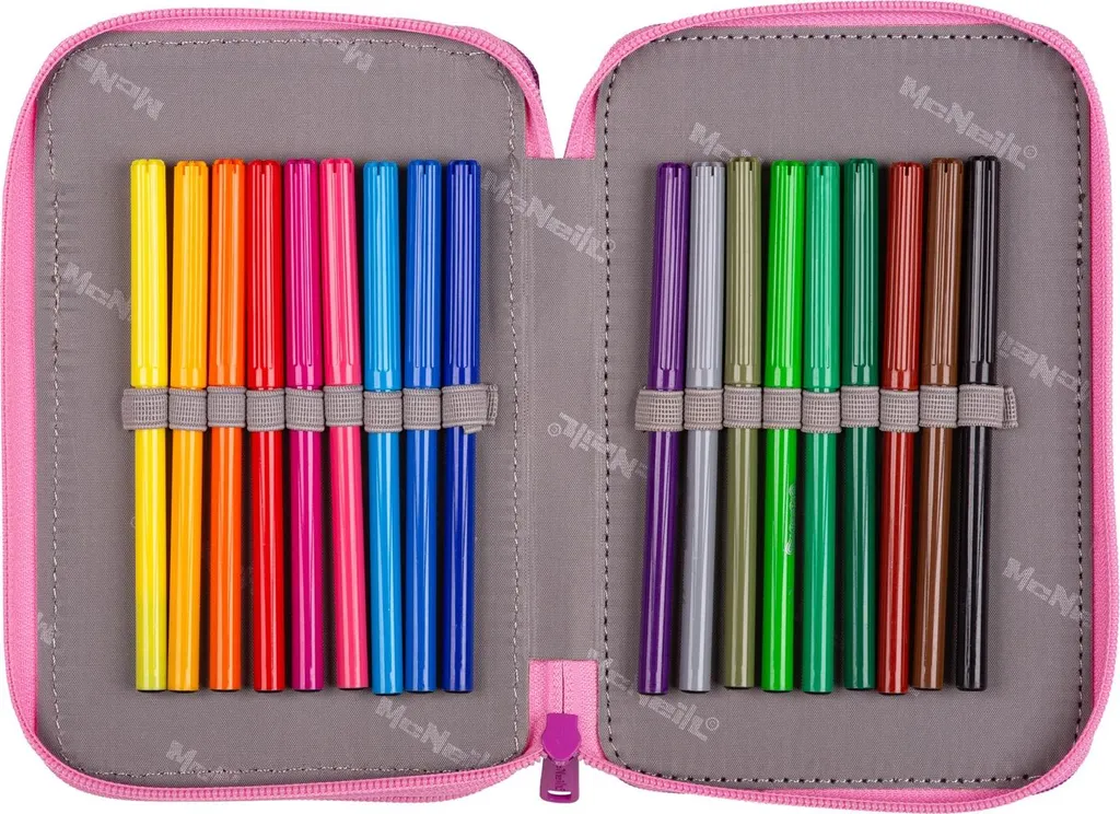 McNeill Pinky Rose Trousse à Crayons avec 3 Compartiments pour l'École - 8