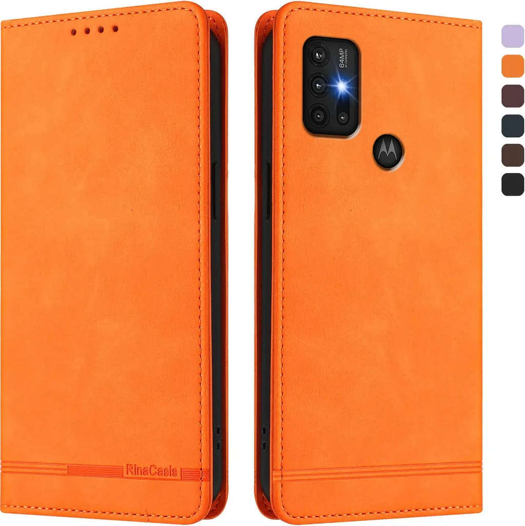 Custodia Motorola Moto G20 Arancione - Stile Vintage & Card Slot