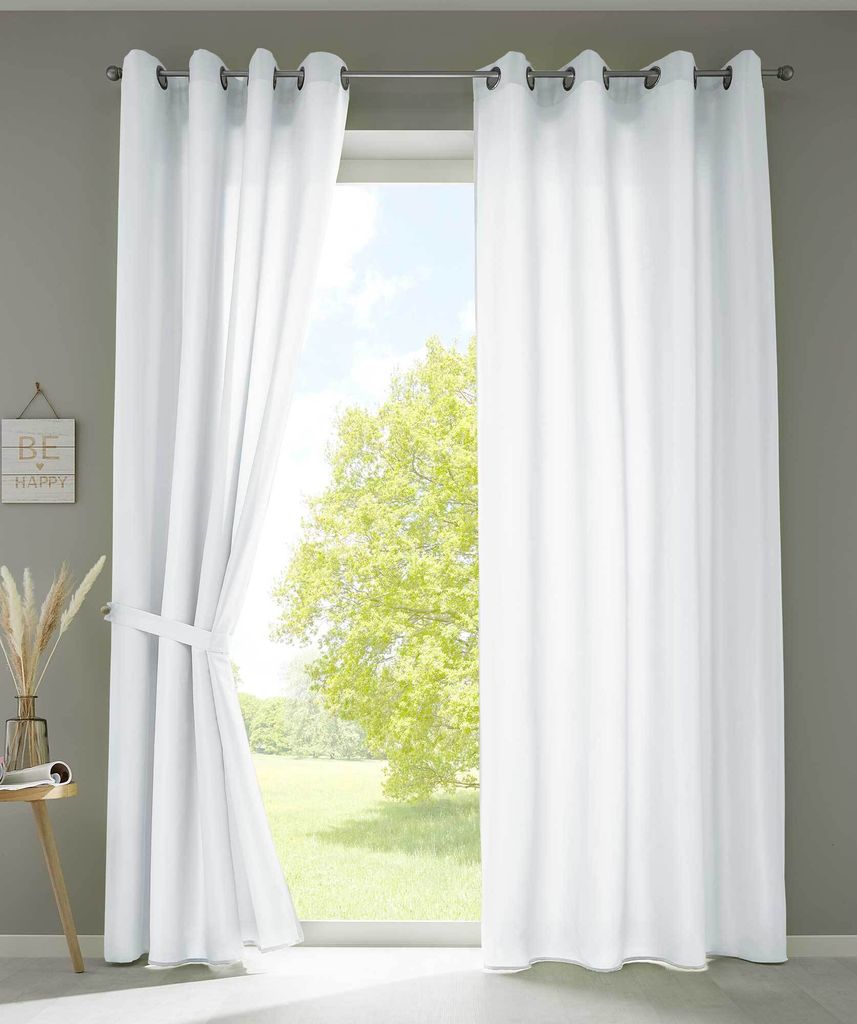 2er Set Vorhänge Schal Ösen »Berlin« HxB 245x140 cm Weiß Produktbild 