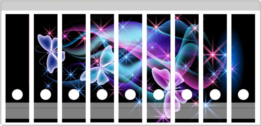 Wallario Ordnerrücken Sticker, selbstklebend für breite Ordner, 9 Stück, Motiv Schmetterlinge in bunten, strahlenden Farben