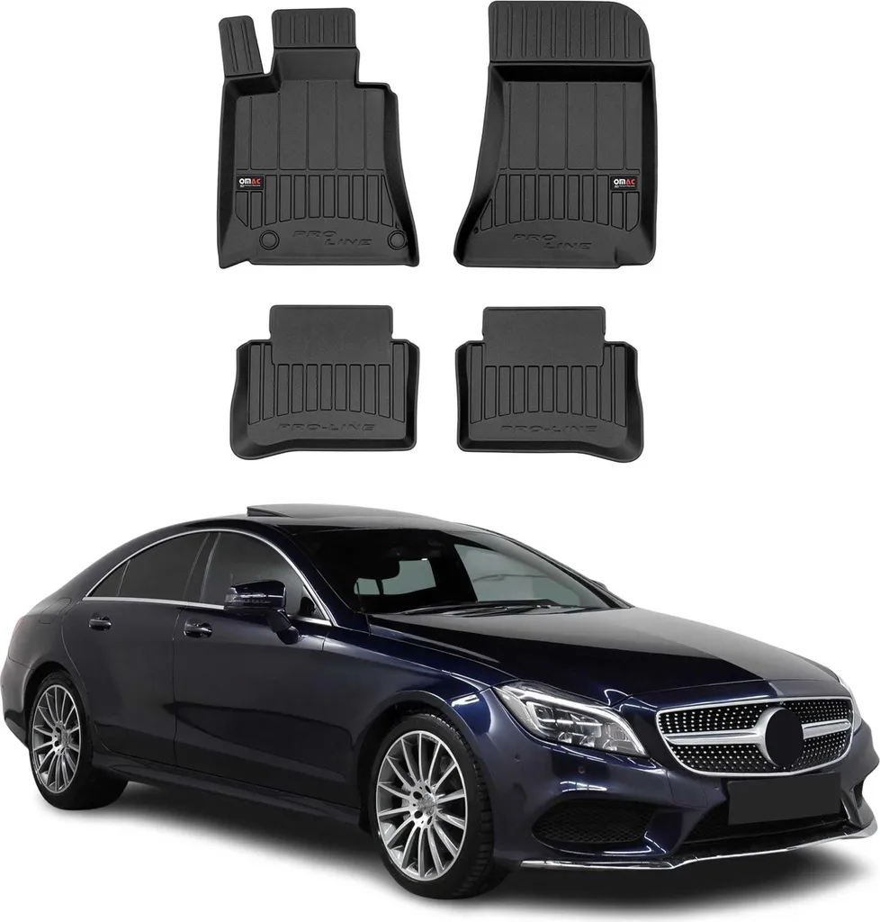 Tappetini Mercedes CLS C218 X218 Gomma TPE Nero 4 Pezzi | Protezione 3D