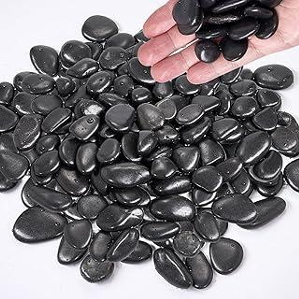 1.8 KG Kieselsteine, 1-2CM Schwarze Steine, Dekosteine Schwarz, Dekosteine, Steine Garten, Kieselsteine Garten, Polierte Dekosteine,Dekosteine Gart...