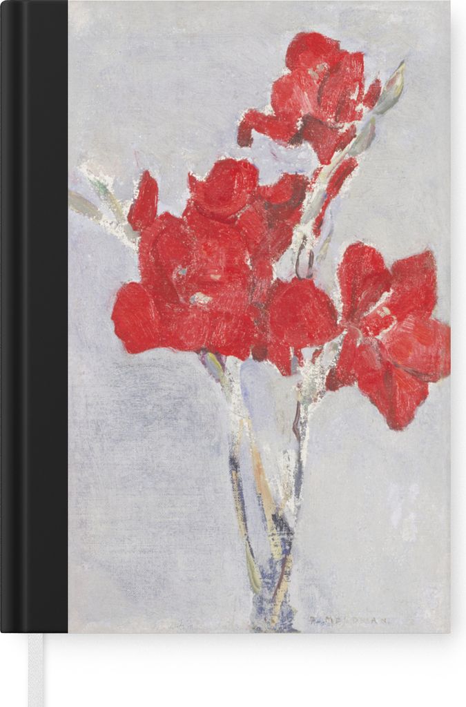 MuchoWow Notizbuch Tagebuch Haushaltsbuch Notebook A5 Rote Gladiolen - Piet Mondrian - Notizblock - Notizheft - Notebook - Schreibblock - Papier