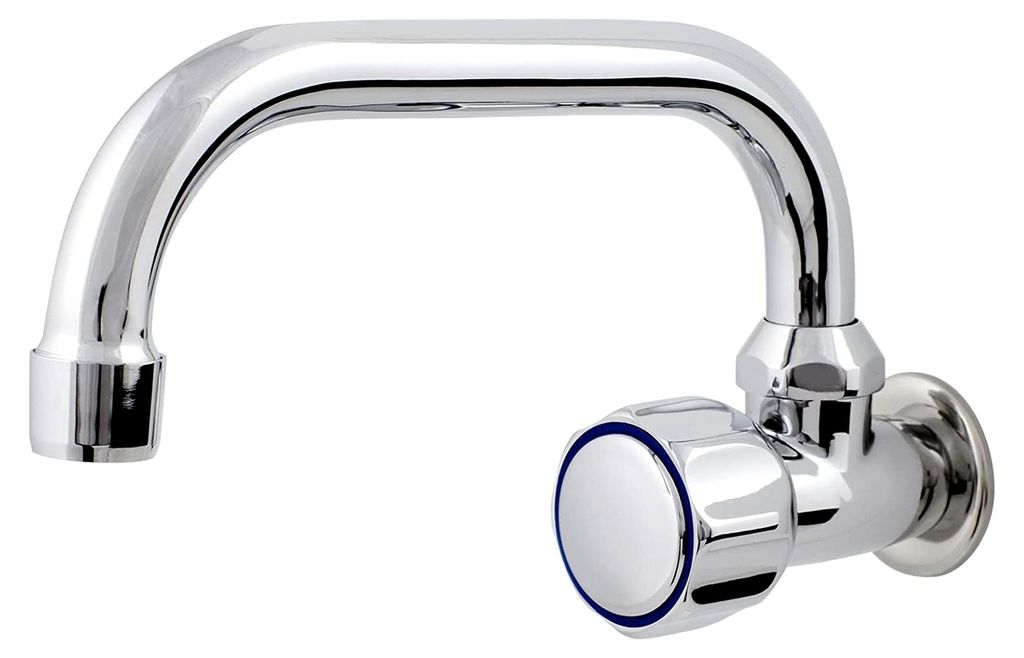 Wasserventil, 3/4" U-Form, Wandventil, Kaltwasser, Schwenkbarer Auslauf, Einhand-Küchenarmatur, Wasserhahn für Spülbecken