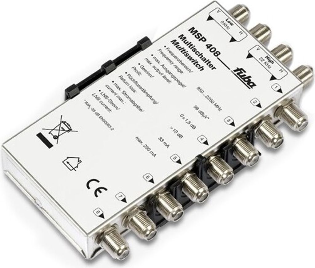 Fuba MSP 408 4/8 Kaskadierbarer Multischalter ohne Netzteil 8 Teilnehmer