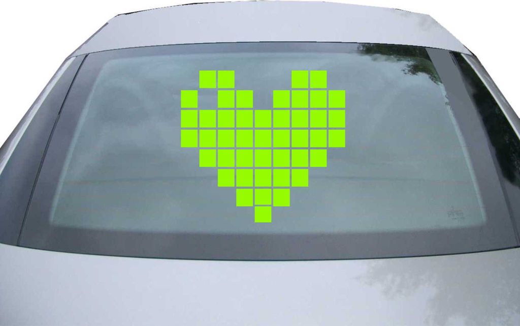 Indigos UG - Aufkleber Heckscheibe & Motorklappe DE2358 - neongrün - 600x553 mm - Bit Herz - Auto Scheiben Fenster Heckklappe Tuning Racing JDM - ...