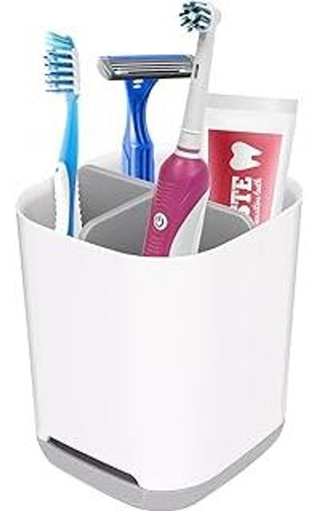 MOGADEEZahnbürstenhalter, Toothbrush Holder, Herausnehmbarer Bad-Zahnputzbecher Kunststoff mit Abflussloch, 2 Zahnbürstenfächer + 1 Ablagebecken...