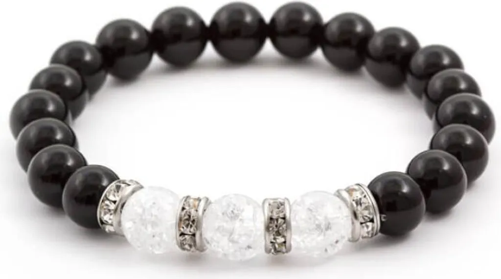 Bracciale Onice Nero e Cristallo MINK51/17 - Proprietà Protettive