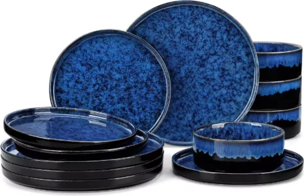 Set Piatti Bellagio 12 Pezzi Blu Navy - Servizio di Lusso per Cene di Classe