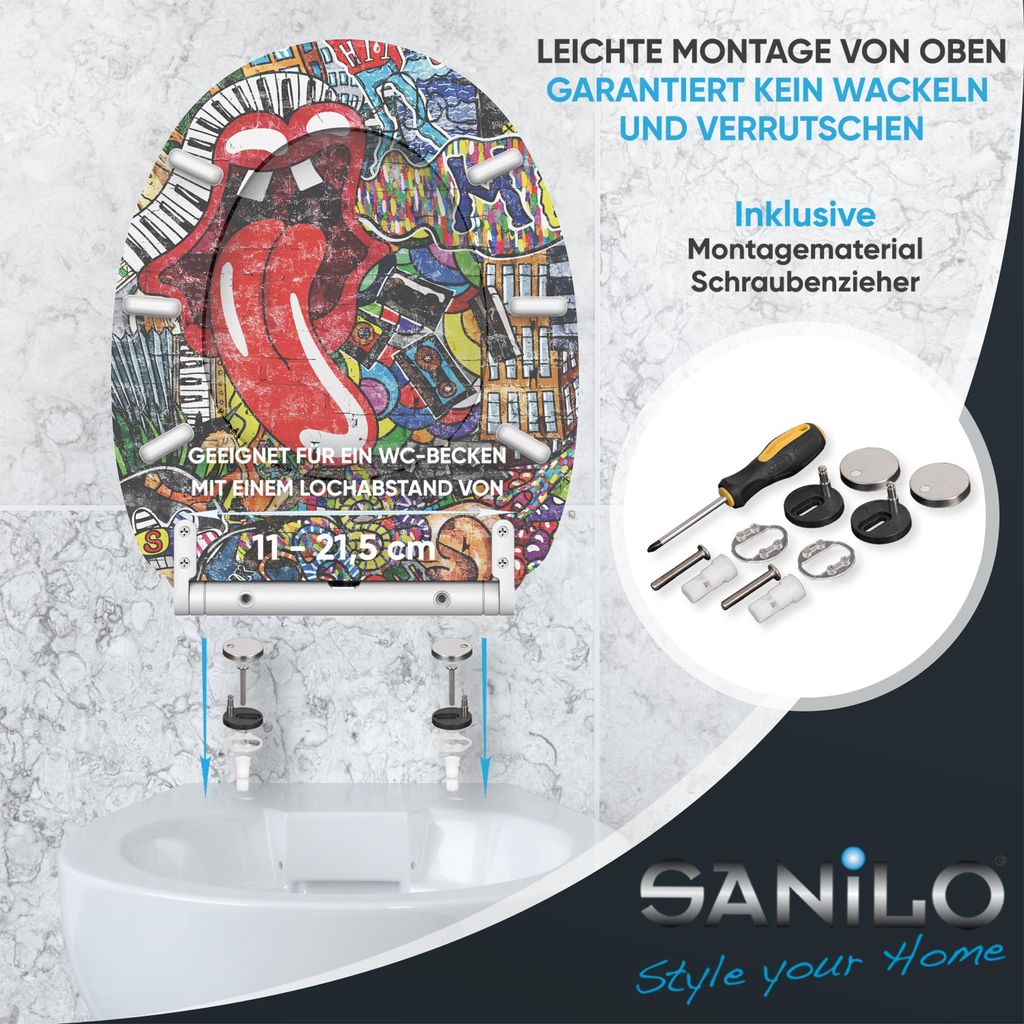 SANILO WC-Sitz mit Absenkautomatik und Schnellverschluss