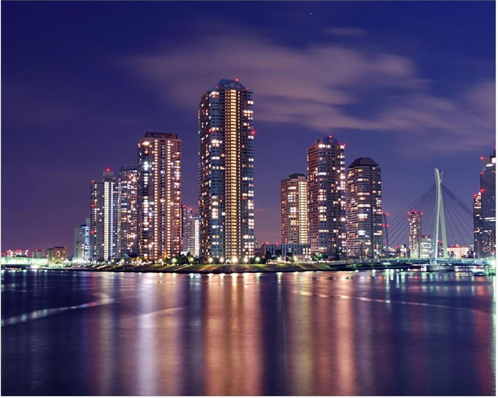 Wallario Poster - Tokyo- Skyline bei Nacht, Kunstdruck Größe: 40 x 50 cm