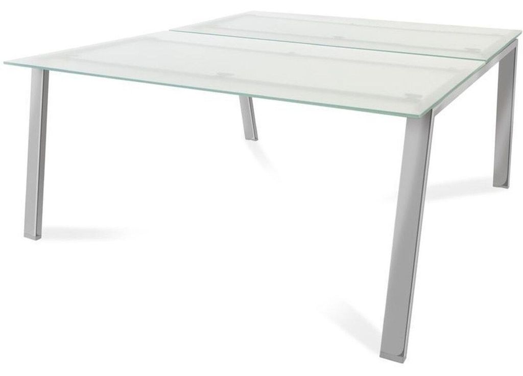Mehrfacharbeitstisch Blanca BxTxH 160x163x73cm Gestell verchromt Platte Glas satiniert