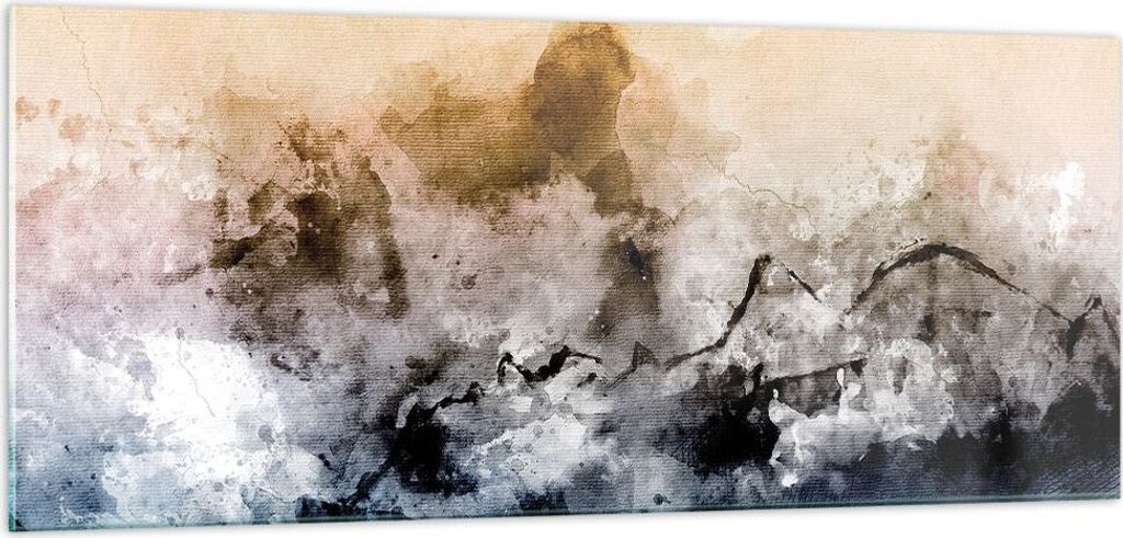 Bilder auf glas - Einteilig - Abstraktion Wolken Berge - 100x40cm - Glasbilder - Wandbilder - Bilder - zum Aufhängen bereit - Wanddekoration aus G...