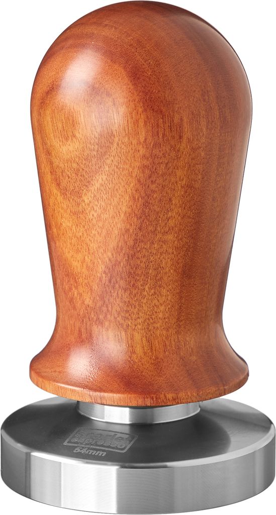 scarlet espresso | Tamper »Perfetto« für Barista; auf 35 lbs Anpressdruck kalibiriert; mit Alu- oder Edelholzgriff und Präzisions-Edelstahlbasi...