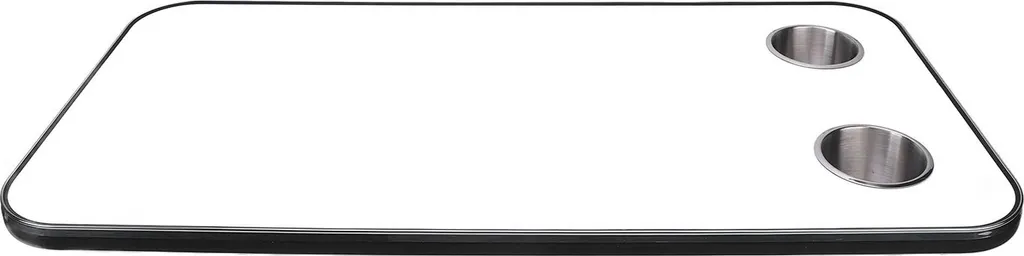 Plateau de table camping-car 800x400 mm en bois massif blanc et inox