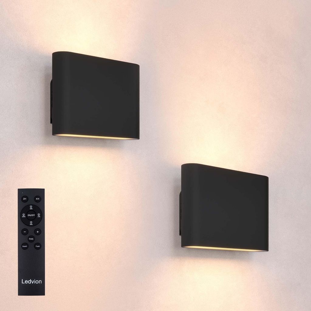 Ledvion 2x LED Wandleuchte USB Aufladbar mit Fernbedienung Produktbild 