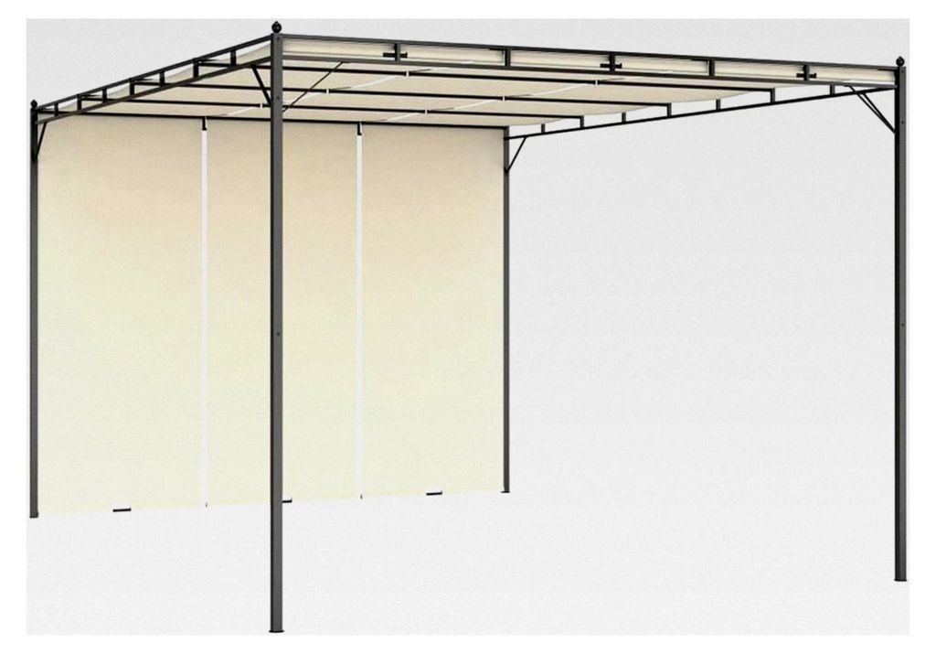 Gartenpavillon mit Seitenvorhang, Pergola, Gartenzelt, Partyzelt, Terrassendach, Überdachung, Sonnenschutz, 4x3x2,25m, Creme
