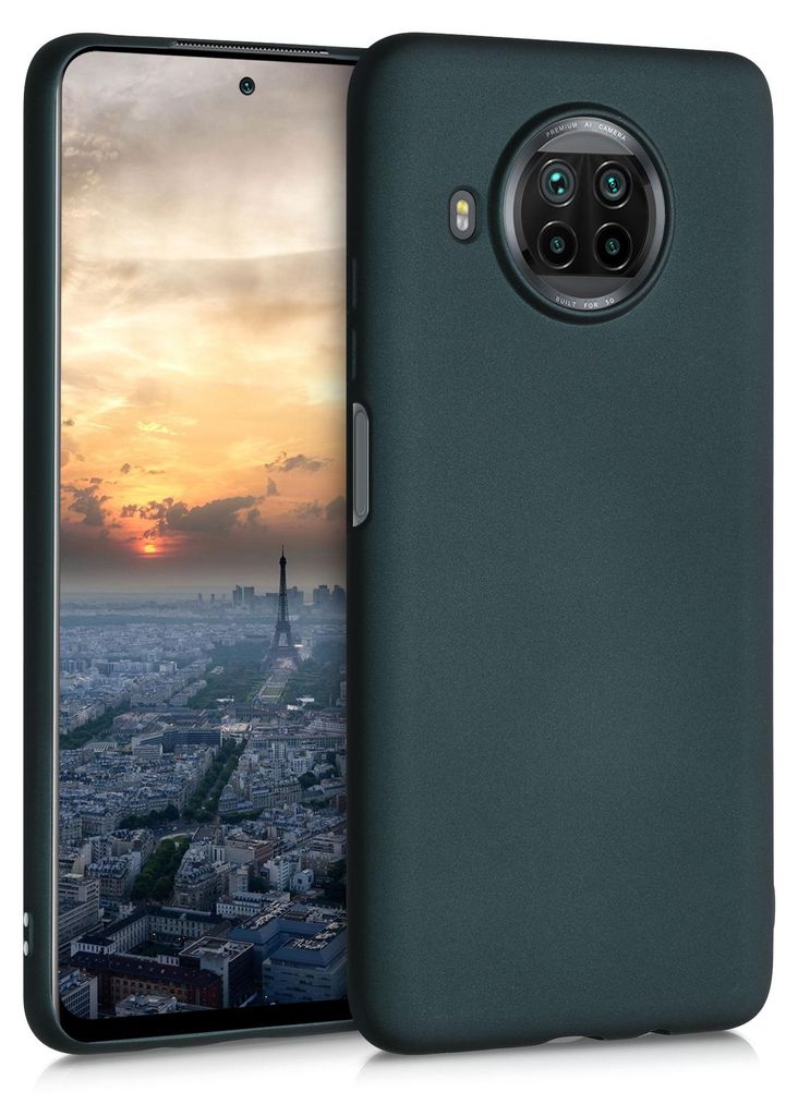 kwmobile Handyhülle für Xiaomi Mi 10T Lite Hülle - Silikon Case metallisch schimmernd - Schutzhülle Cover - Metallic Petrol