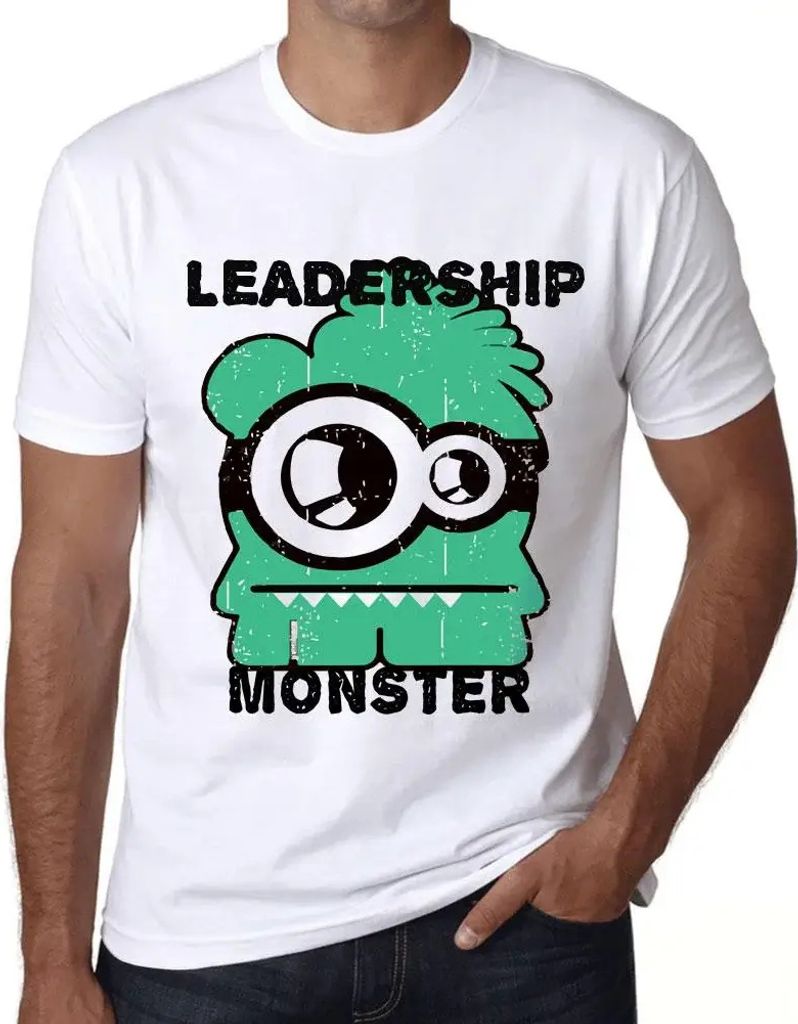 Herren Grafik T-Shirt Führungsmonster – Leadership Monster – Öko-Verantwortlich Vintage Jahrgang Kurzarm Lustige Druck Geburtstag Geschenk Mann