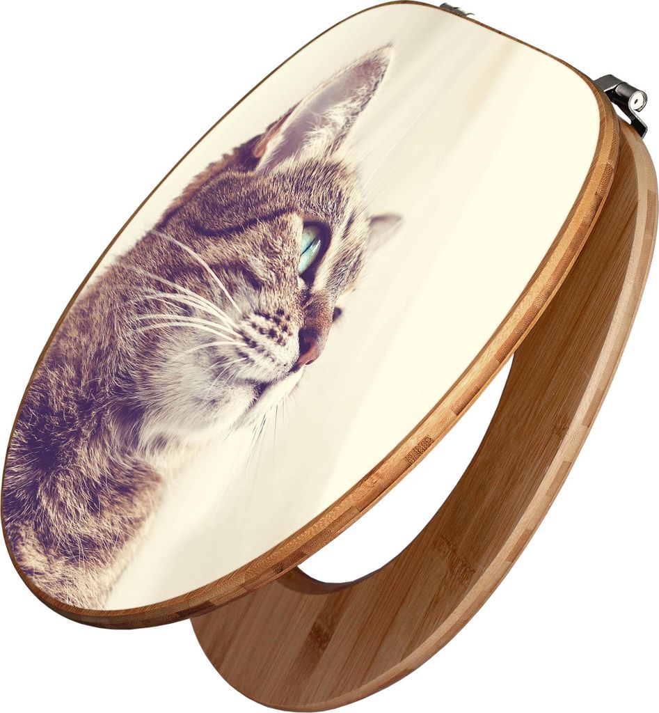 banjado Design WC Sitz Bambus 44x38x5cm - Holgerson - Toilettendeckel/Toilettensitz Bambus - hochwertiger Bambus Klodeckel/WC-Sitz mit Universal Sc...