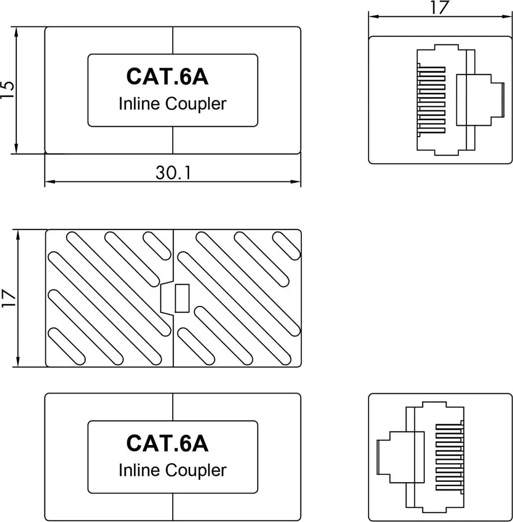 Coupleur RJ-45 Cat.6A 10G Classe EA VALUE Blanc Non Blindé Qualité Pro