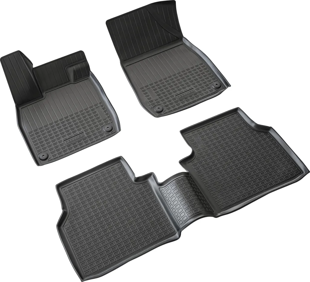 Tapis auto 3D sur mesure VW ID.4 en caoutchouc noir avec rebords hauts