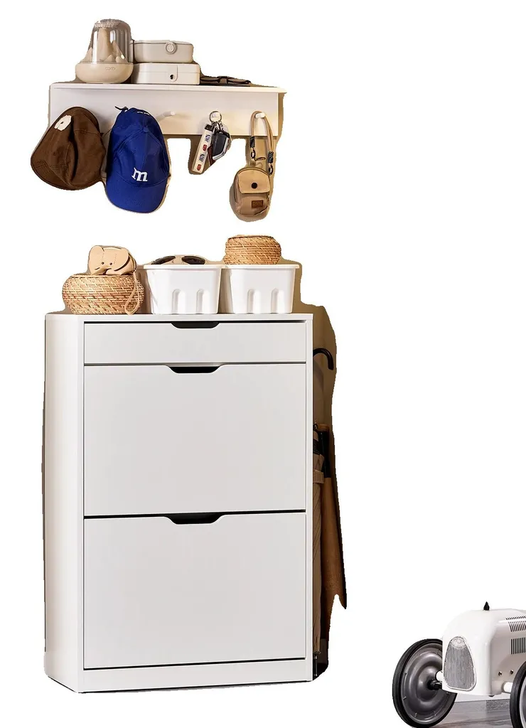 Étagère à chaussures 8 niveaux en blanc - Rangement vertical modulable