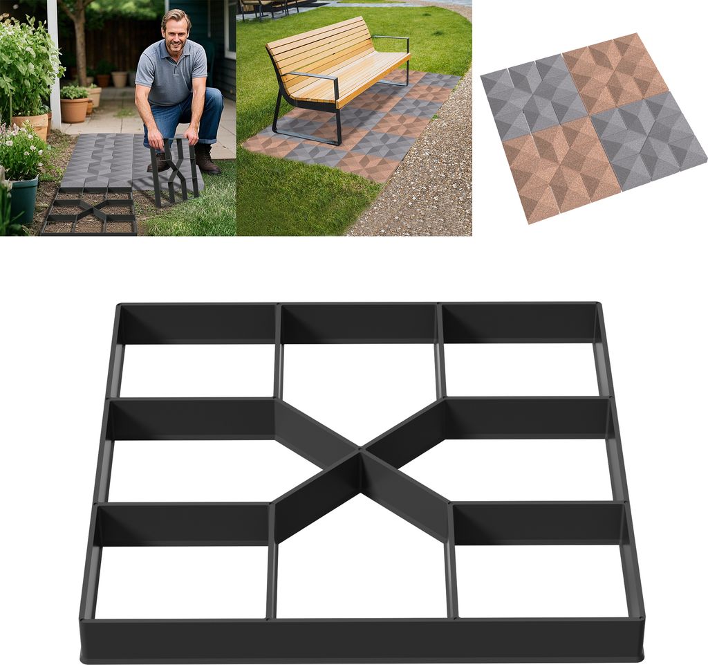 LZQ 1 Stück Pflasterform Gehweg Form Pflasterstein DIY Pflaster Bodenbelag Platten 40x40x4cm Gehwegplatte Schablone für Beton, Gehweg, Pflasterst...