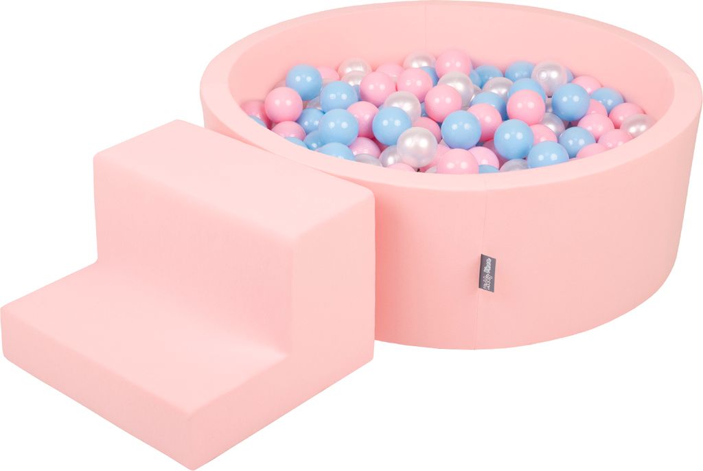 KiddyMoon Spielplatz Aus Schaumstoff Mit 100 Bälle 7cm Hindernisläufen Rund Bällebad Mit Stüfchen Element Für Babys Und Kinder