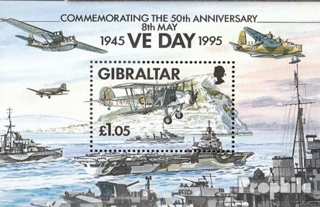 Briefmarken Gibraltar 1995 Mi Block21 (kompl.Ausg.) postfrisch Beendigung 2. WK