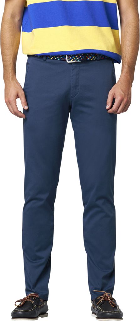 Meyer Hose Baumwolle blau modern fit Flatfront