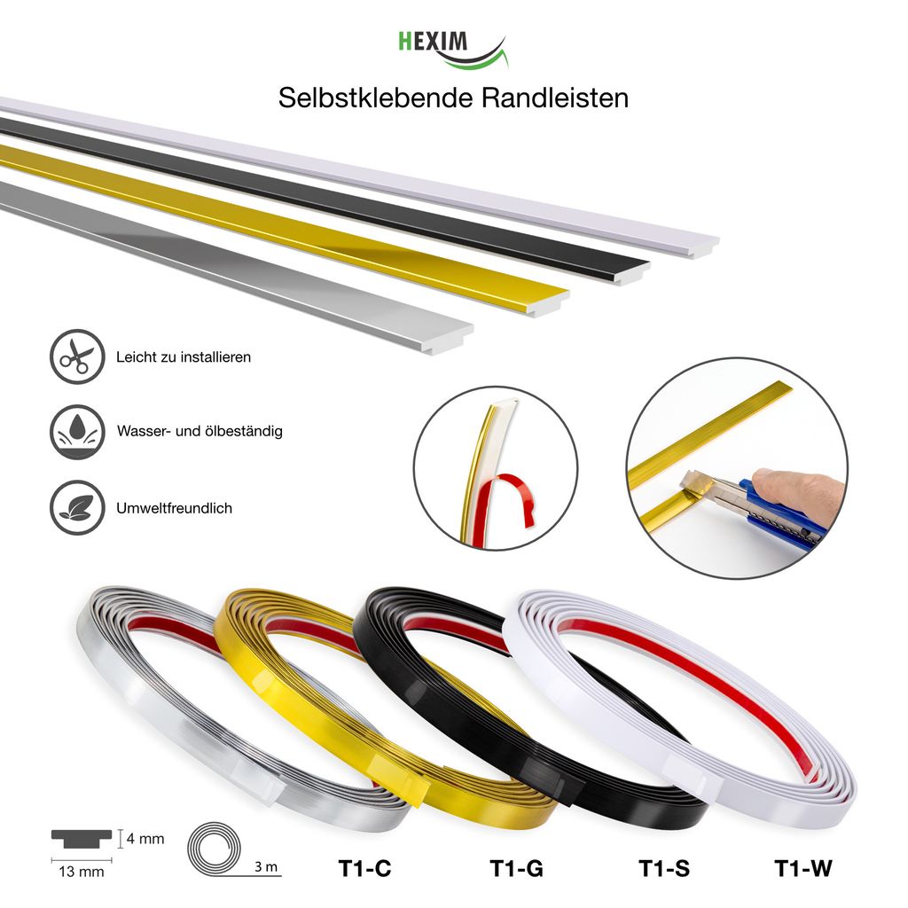 Selbstklebende Zierleiste Silber - 10m X 8cm Wandbordüre