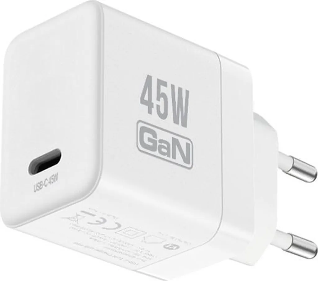 Chargeur iPhone Rapide USB C 45W GaN Crong Idéal Voyage et Bureau