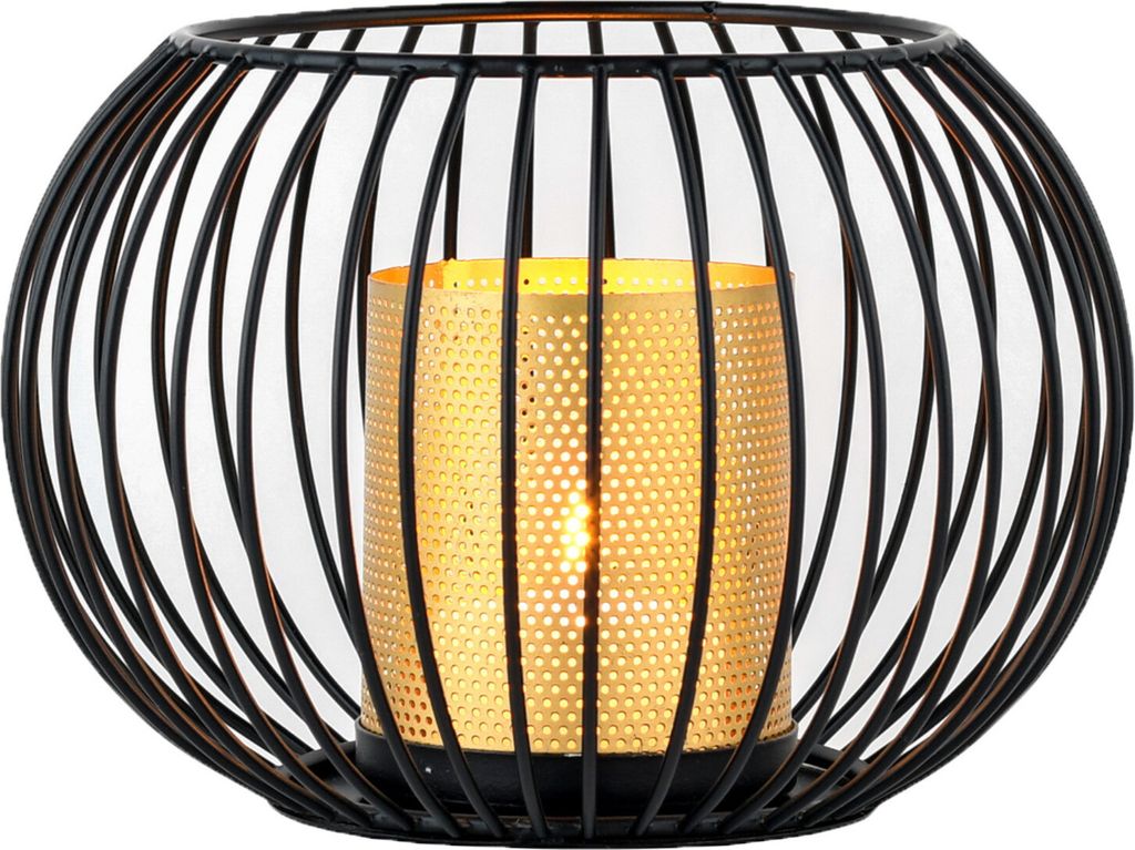 Marrakesch Boho Deko Aesthetic Windlichter Metall Draht 20 cm groß schwarz | Windlicht Teelichthalter Spectro als Gartendeko & Wohnzimmer Tisch De...