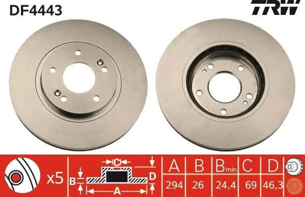 Disque de frein haute performance TRW DF4443 référence 5171226100