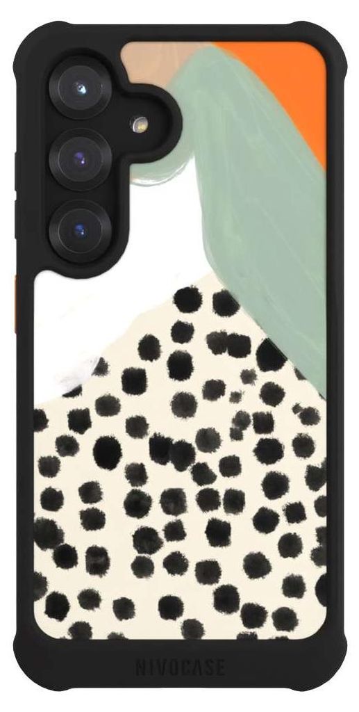 NIVOCASE Hülle für Samsung Galaxy S25 Stoßfeste Handyhülle NIVOmax Case Schwarz Abstrakt Boho Kunst