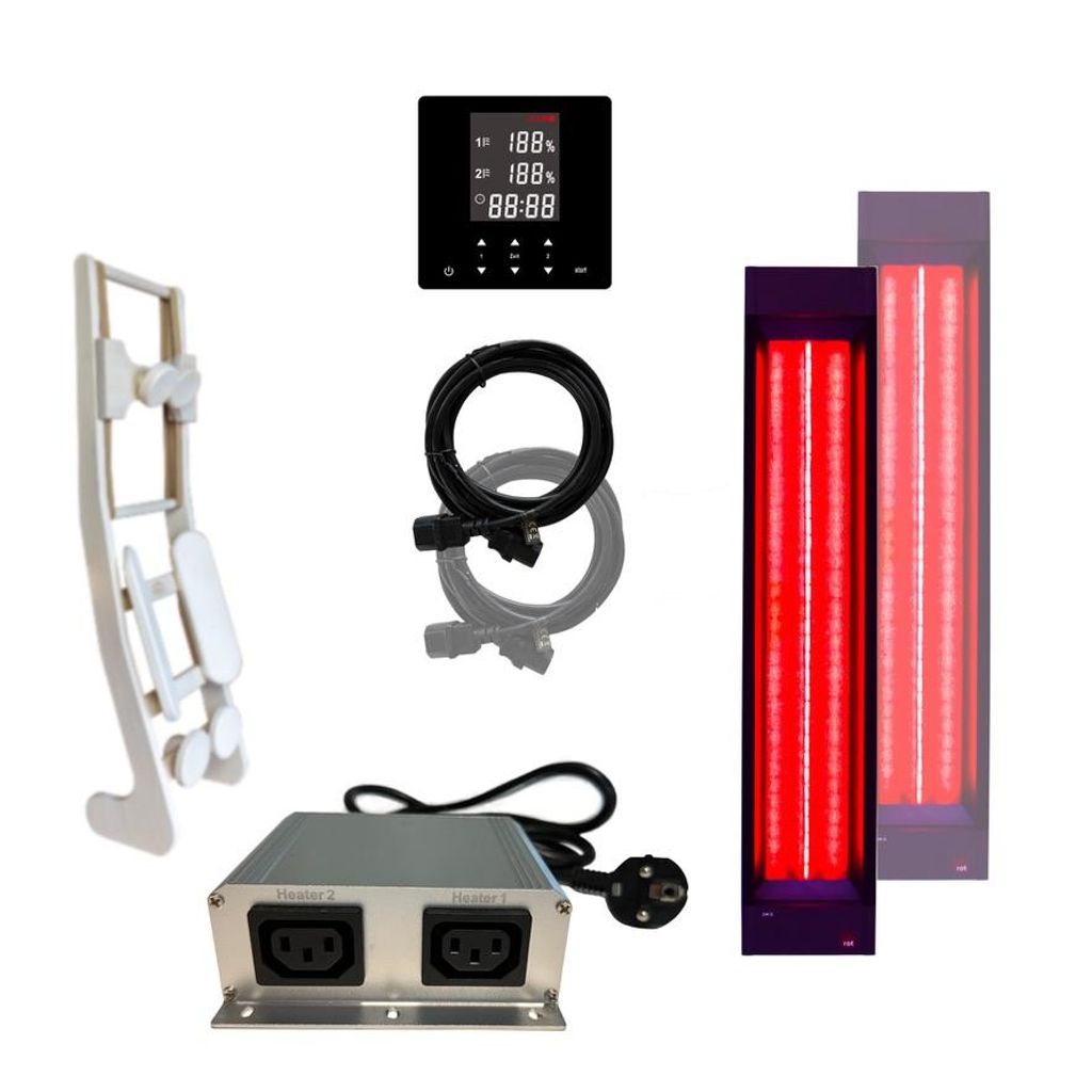 SET Infrarotstrahler 1x InfraROTmed CLASSIC 500W + 1x 750W + icon 42TOUCH + 1x Lehne für Infrarotkabine selber bauen, Vollspektrumstrahler zum Einbau